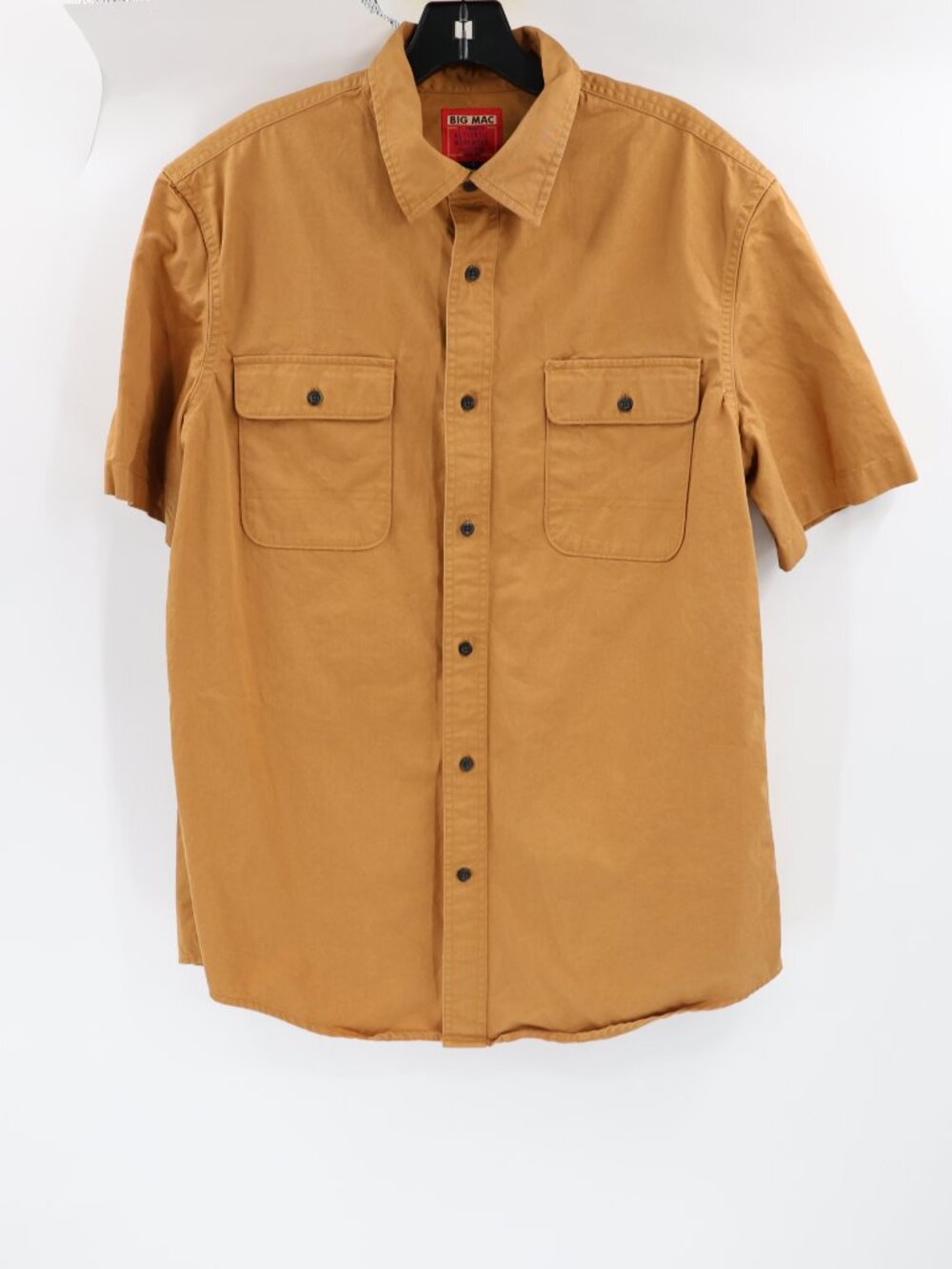 Big Mac Shirt Mens large brown JC Penney Work Chore Button Up Short Sleeve
